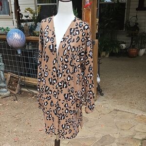 New W Tags Texas True Duster Cardigan Womens Medium Open Cover Up Leopard Print
